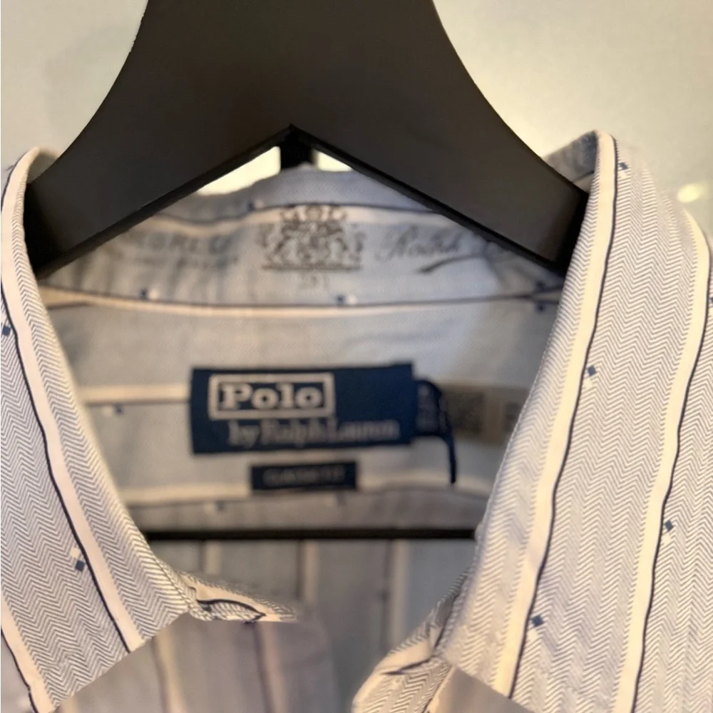 Polo Ralph Lauren White and Blue Striped Shirt